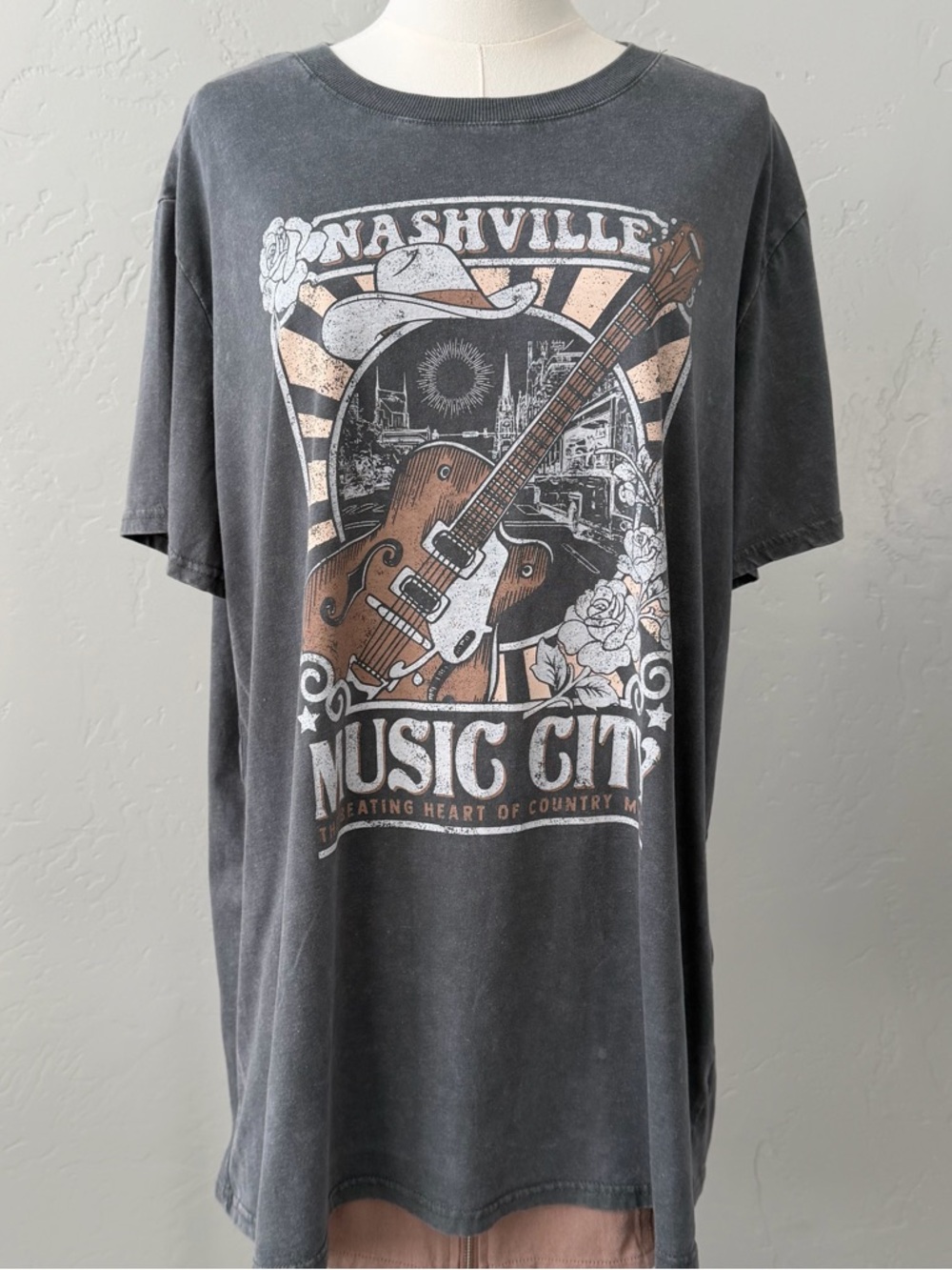 Maurices Nashville Graphic Tee 1X Vintage Wash Western Country Oversized - Picture 3 of 11